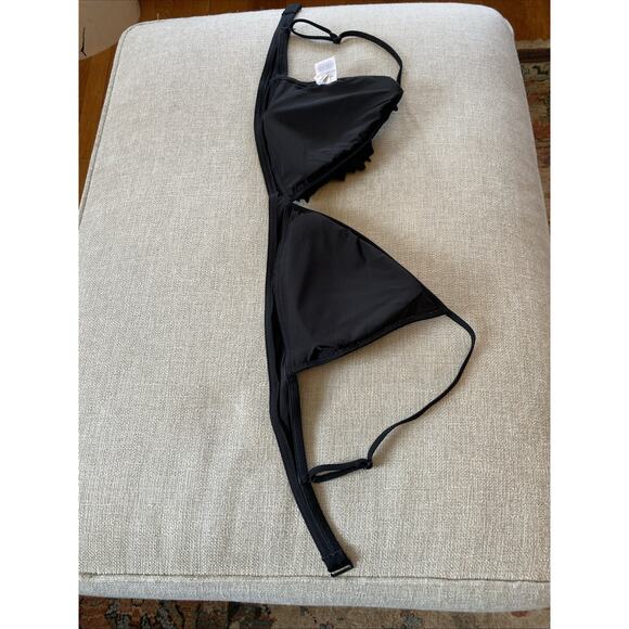 J Crew Bikini Swim Top Womens XL Black Ruffle Triangle Classic Swimsuit - Picture 9 of 9